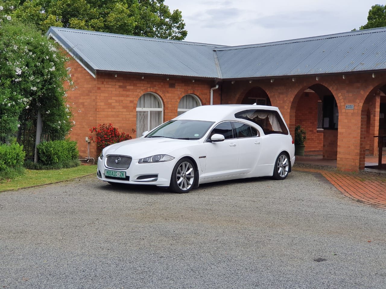 Mosaic hearse at chapel